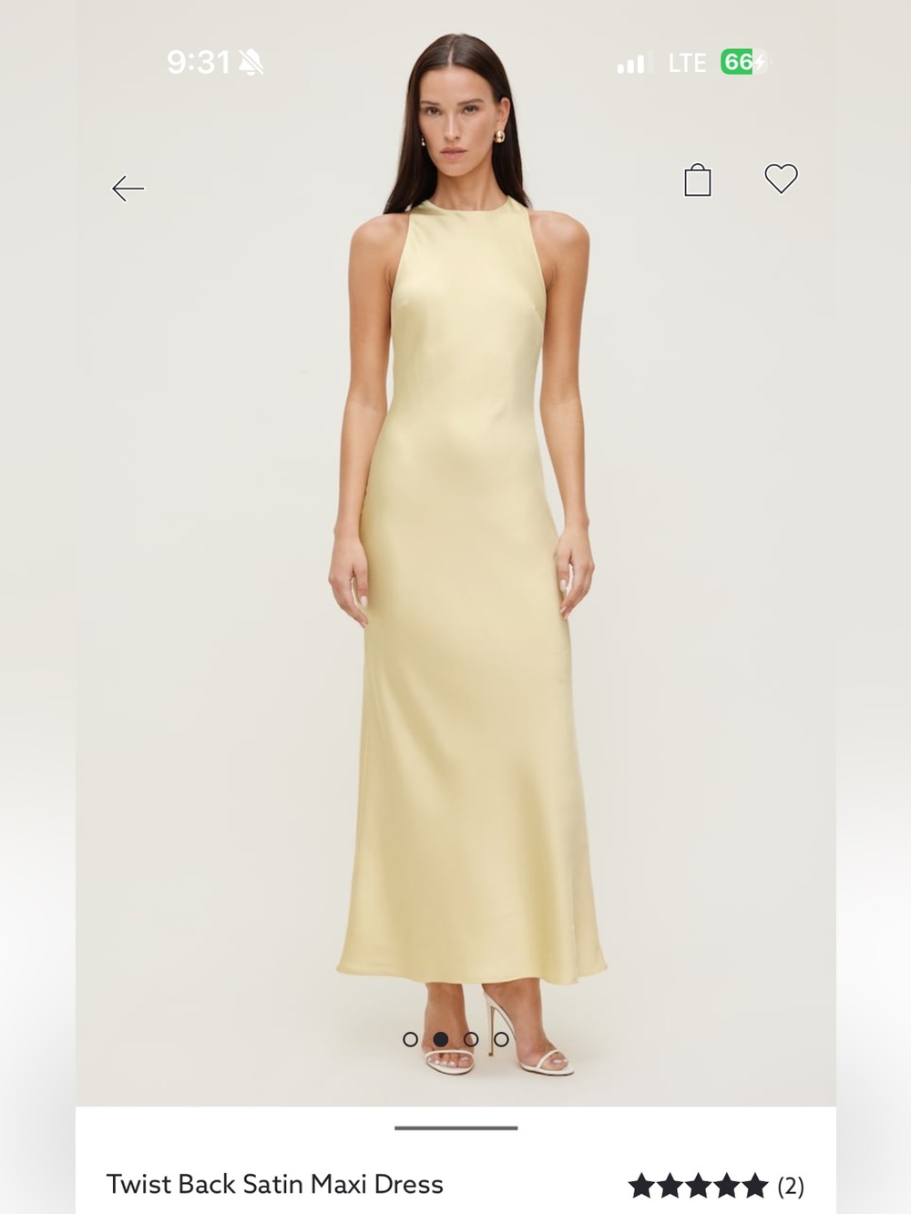 Dynamite Twist Back Satin Maxi Dress in Pale Yellow Size XS